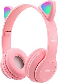 Auriculares Inalámbricos para Niños con Luz LED - Orejas de Gato